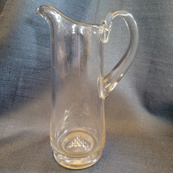 Vintage Glass Pitcher Skinny Clear Drink Pitcher 8"  G19 - Picture 4 of 5